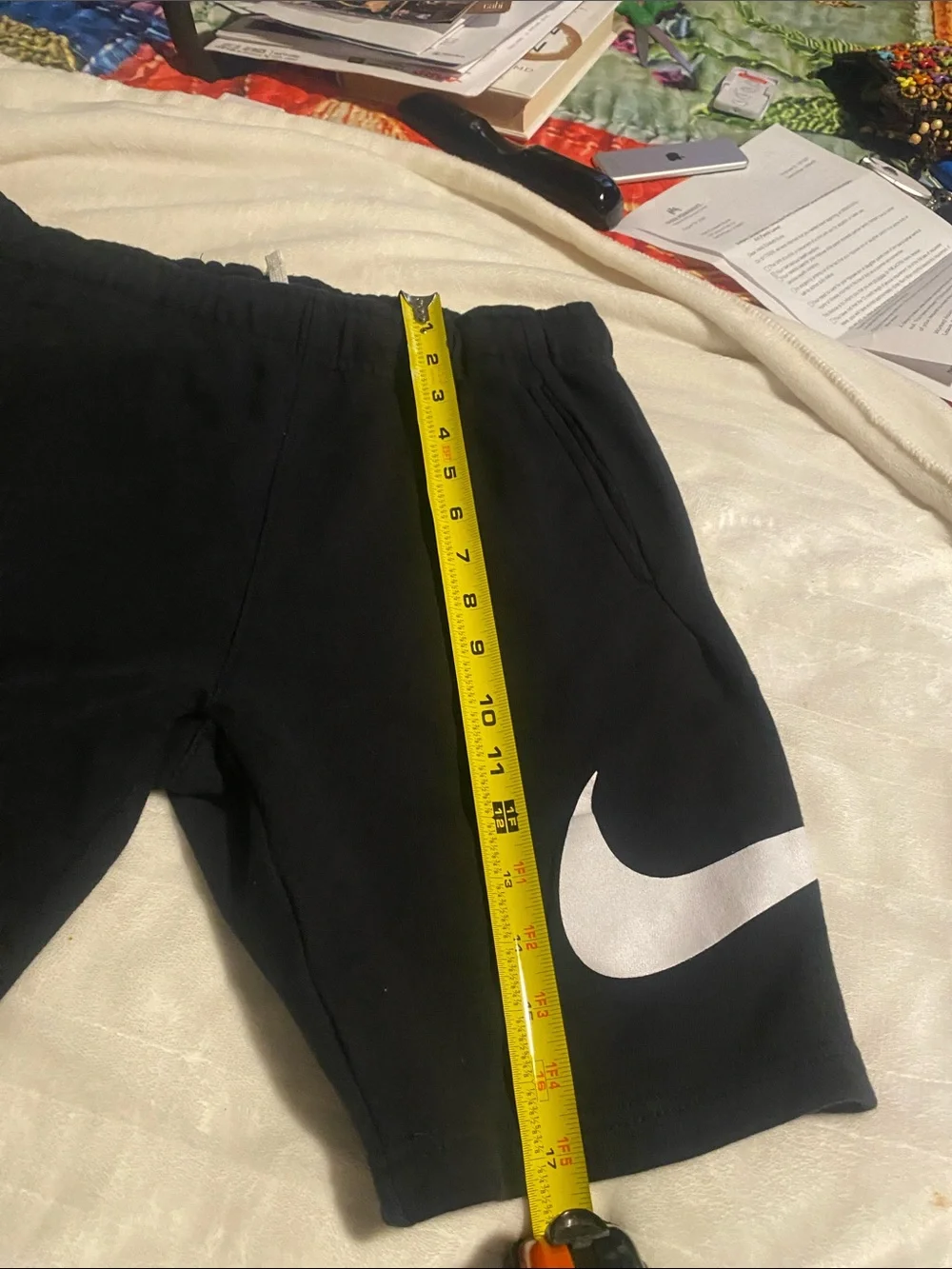 Men’s Black Athletic Shorts with White Nike Logo (630)